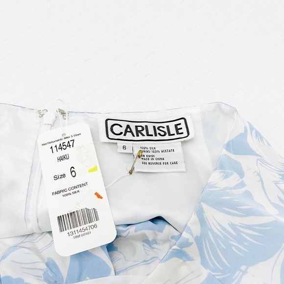 Carlisle Haiku Raw Hem Printed 100% Silk Flare Skirt NWT SZ6 - Picture 2 of 8